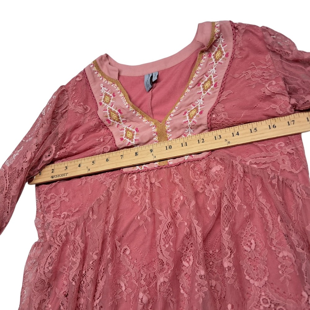 Anthropologie Blank London Top Women's XS Pink Lace Embroidered Romantic Boho - Picture 7 of 11